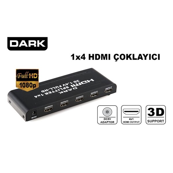 DARK 5port DK-HD-SW4X1K 5port HDMI giriş 1port HDMI çıkış 4K HDMI Switch