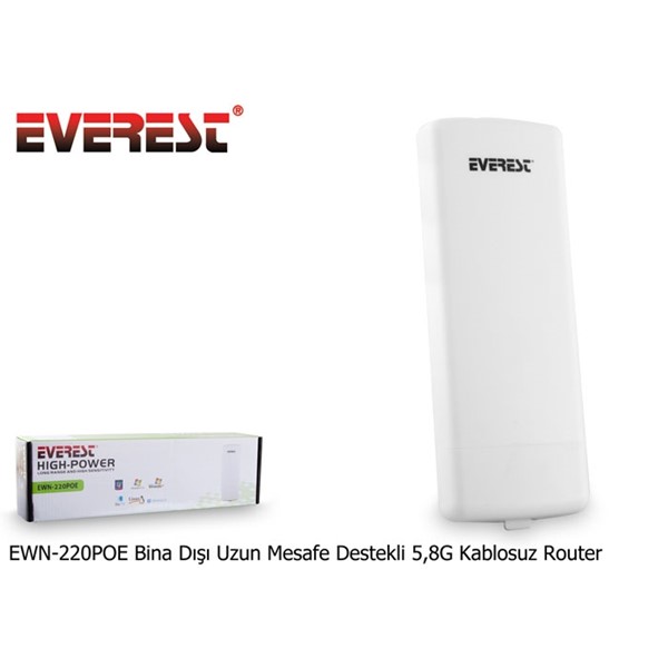 Everest EWN-220POE Bina Dışı Uzun Mesafe Destekli 5,8Ghz 300Mbps Repeater  Access Point Kablosuz Router