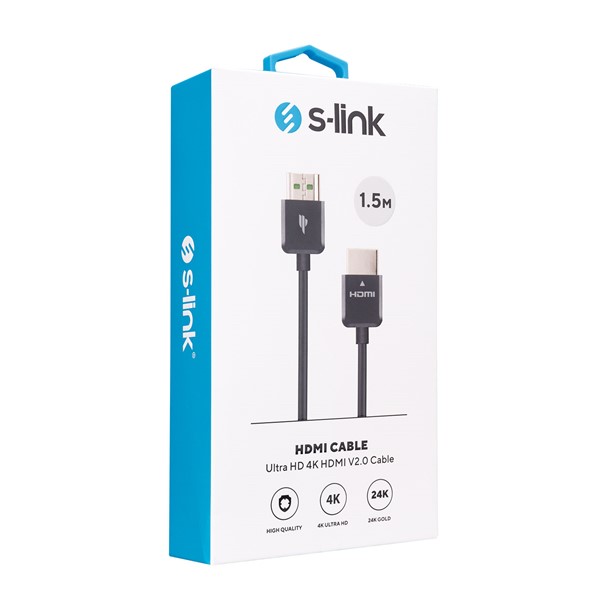 S-link Swapp SW-HD1 HDMI TO HDMI 1.5m Siyah 2.0 Ver Real3D 2160P 4K Ultra DH Kablo