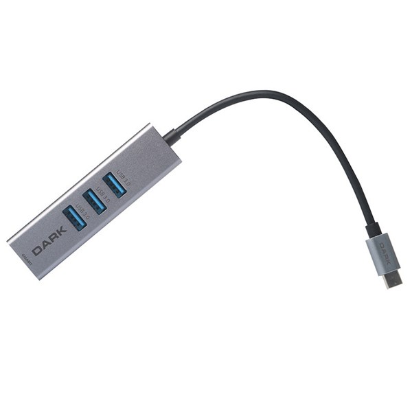 DARK DK-AC-U31X3GL Gigabit Type-C Ethernet ve 3xUSB 3.0 Hub Çoklayıcı Adaptör