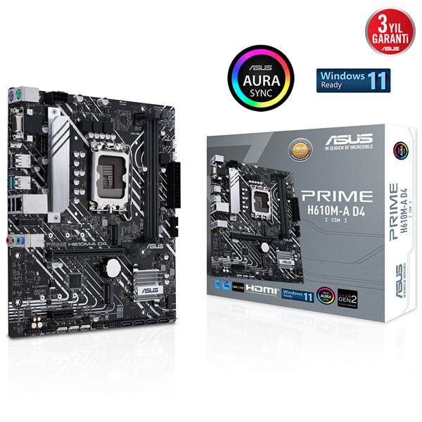 ASUS PRIME H610M-A D4-CSM DDR4 HDMI DP PCIe 16X v4.0 1700p mATX