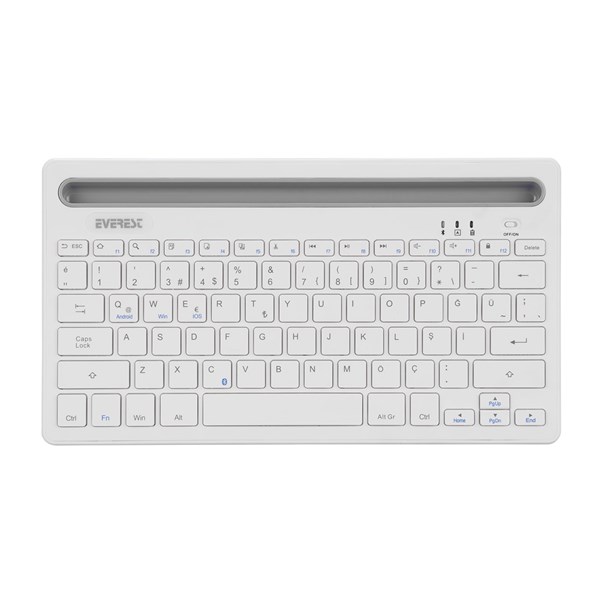 Everest KB-BT82 Beyaz/Gümüş Bluetooth Ultra İnceŞarjlı Q Mac/Win/Android/Ios Uyumlu Kablosuz klavye