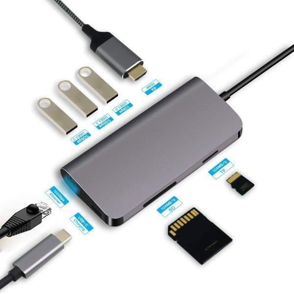CODEGEN CDG-CNV40 3port Type-C  Ethernet,HDMI,Type-C Kart Okuyucu Gümüş USB Çoklayıcı Hub
