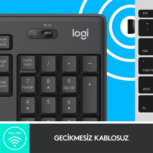 LOGITECH MK295 Kablosuz Q Trk Sessiz Siyah Multimedya Klavye - Mouse Set 920-009804