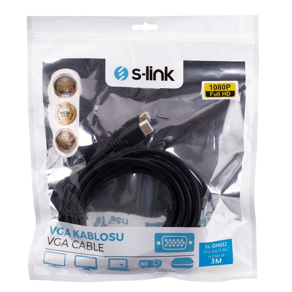 S-link SL-DH032 DVI 241 M to HDMI M 3m Kablo