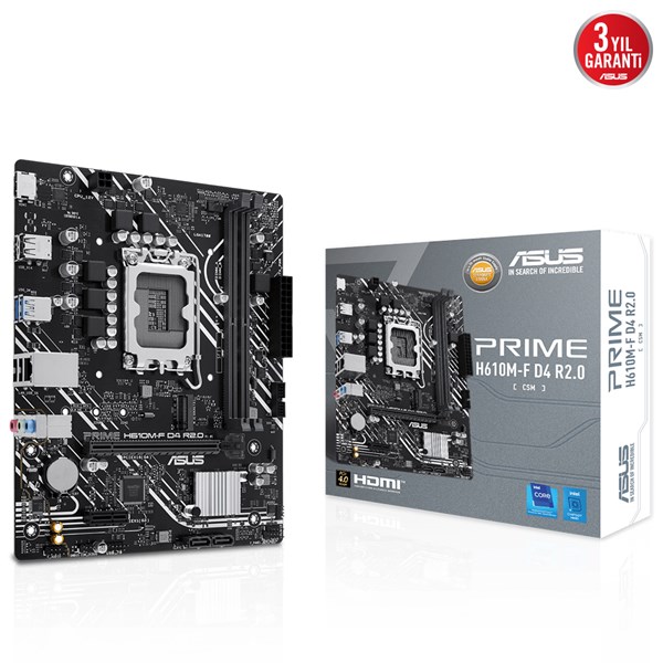 ASUS PRIME H610M-F D4 R2.0-CSM DDR4 HDMI PCIE 4.0 1700P mATX KURUMSAL ANAKART