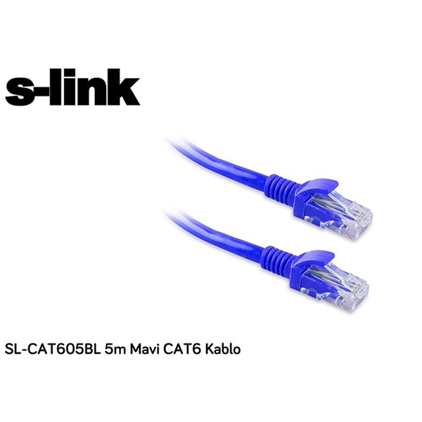 S-link SL-CAT605BL 5m Mavi CAT6 Patch Kablo