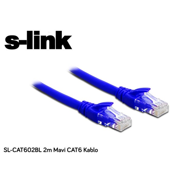 S-link SL-CAT602BL 2m Mavi CAT6 Patch Kablo