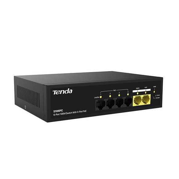 TENDA 6port 30w 4port PoE S106PC 10/100 Yönetilemez Switch	