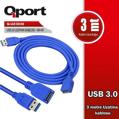 QPORT 5metre Q-UZ3050 USB 3.0 Uzatma Kablosu