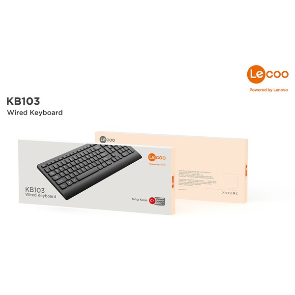 LENOVO LECOO KB103 USB Q Trk Siyah Standart Klavye