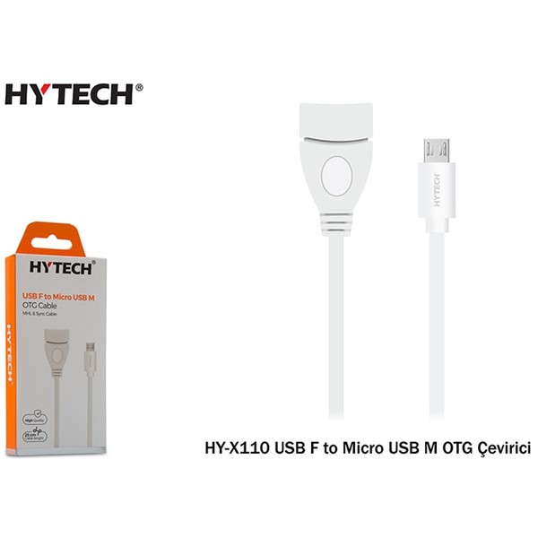 Hytech HY-X110 Beyaz USB F to MicroUSB M OTG Çevirici