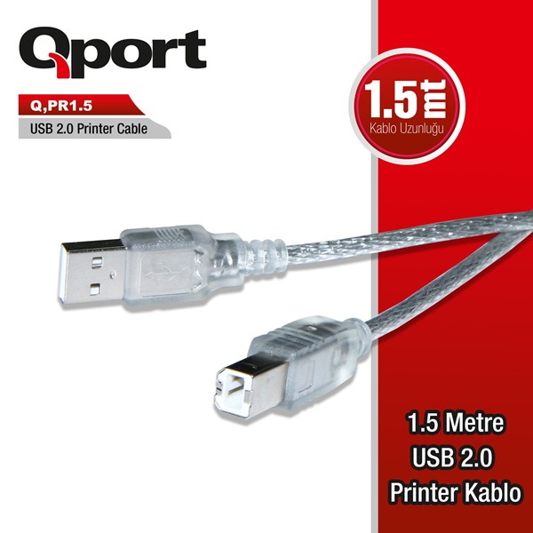 Qport Q-Pr1.5 Usb 2.0 Yazıcı Kablosu 1.5 Mt