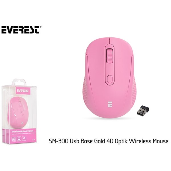 Everest SM-300 Usb Rose Gold 4D Optik Süper Sessiz Alkalin Pil Kablosuz Mouse