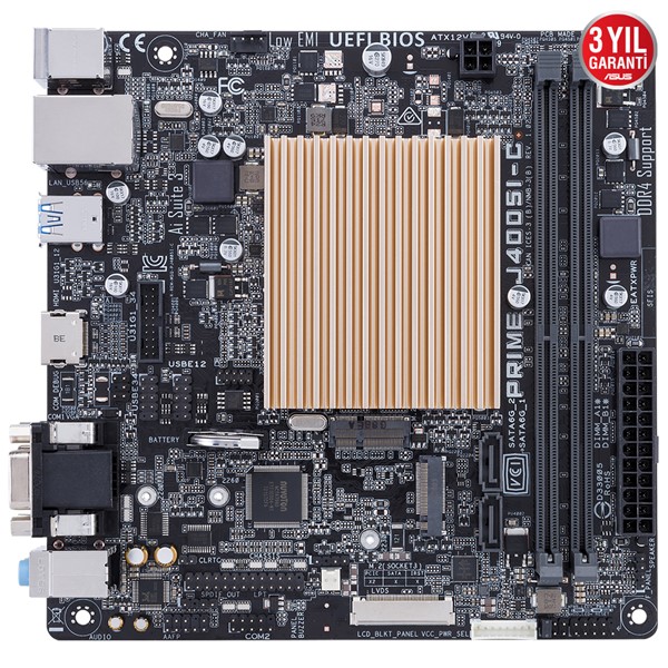 ASUS PRIME J4005I-C DDR4 M2 PCIe NVME HDMI mITX Dahili İşlemci