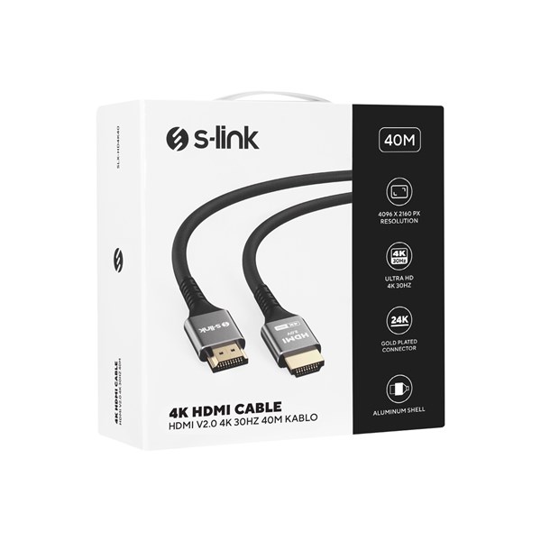 S-LINK SLX-HD4K40 40 Mt Metal v2.0 4K 4096x2160 60Hz HDMI Kablo