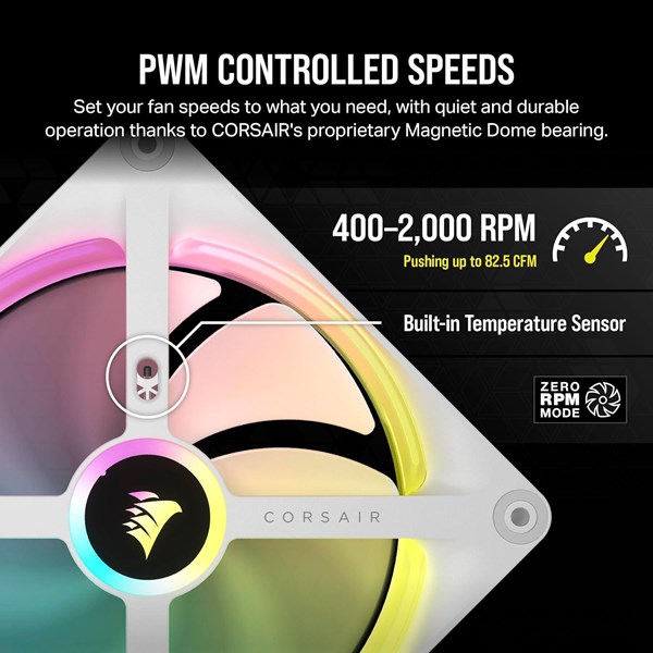 CORSAIR iCUE LINK QX140 CO-9051007-WW RGB 140mm PWM PC Fan Expansion Kit Beyaz
