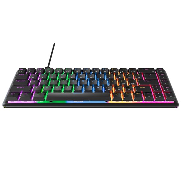 Rampage REBEL Siyah Low Profile BLUE SWITCH Mekanik Gaming Oyuncu Klavye US Layout Rainbow