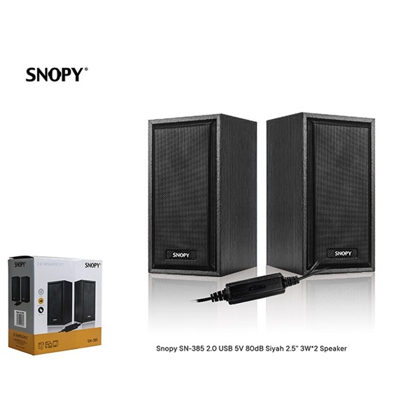 Snopy SN-385 2.0 USB 5V 80dB Siyah 2.5 3Wx2 Speaker
