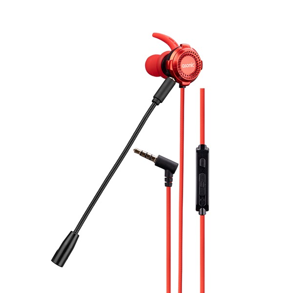 Asonic AS-XGK100 Splitter Hediyeli 3.5mm Gaming Kırmızı Kulak İçi Mikrofonlu Kulaklık