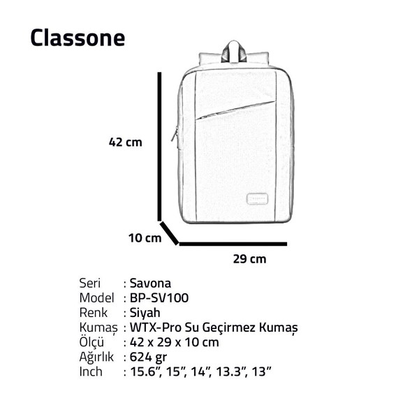 Classone Savona Serisi 15.6 Sırt Noteboo