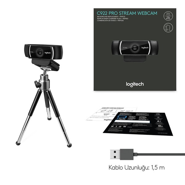 Logitech C922 Profesyonel Yayıncı Webcam-Siyah 960-001088