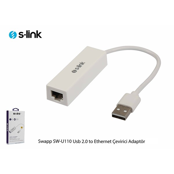 S-link Swapp SW-U110 Beyaz Usb 2.0 to Ethernet Çevirici Adaptör