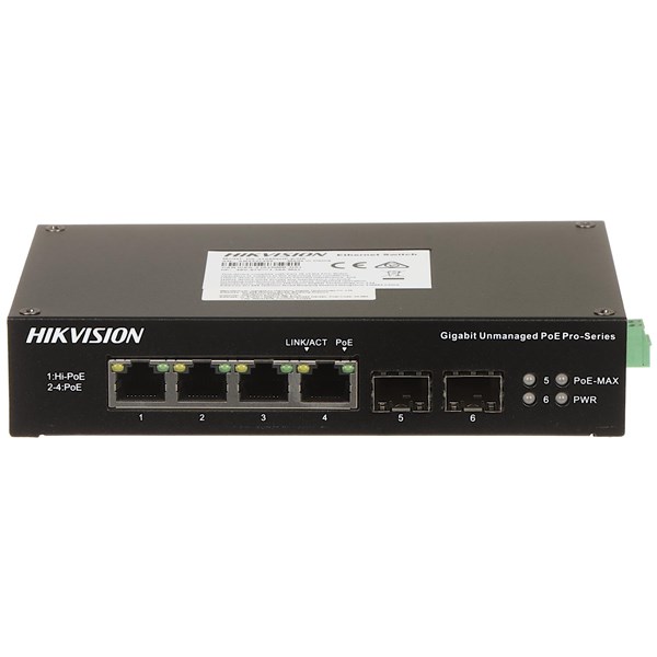 HIKVISION 4port DS-3T0506HP-E/HS GIGABIT 2-SFP 60W POE YÖENTİLEMEZ ENDÜSTRİYEL SWITCH