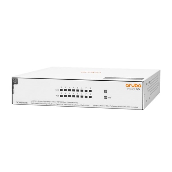 ARUBA 8port Instant On 1430-8 R8R46A Gigabit 64w Full PoE Switch
