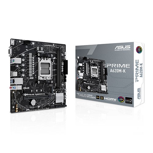 ASUS PRIME A620M-K DDR5 HDMI PCIe 16X v4.0 AM5 mATX	