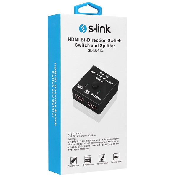 S-Link SL-LU613 . 2 Port HDMI Çift Yönlü Switch ve Splitter