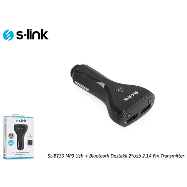 S-link SL-BT30 MP3 Usb  Bluetooth Destekli 2xUsb 2.1A Fm Transmitter