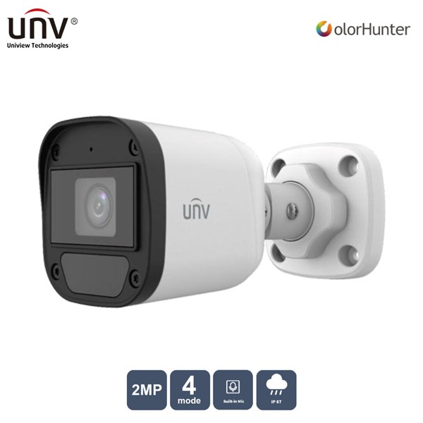 UNV 2MP UAC-B112-AF28-W 2.8MM Colorhunter 20Mt Ip67 Ahd Dahili Ses Ir Bullet Kamera