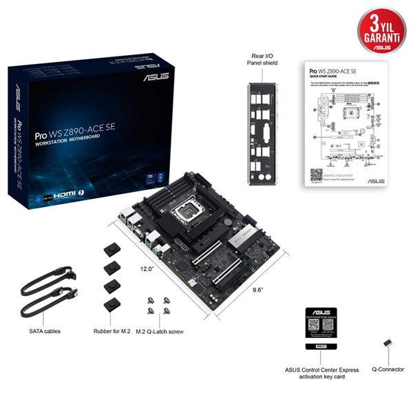 ASUS PRO WS Z890 ACE SE DDR5 THUNDERBOLT-HDMI DP PCIE 5.0 1851p ATX