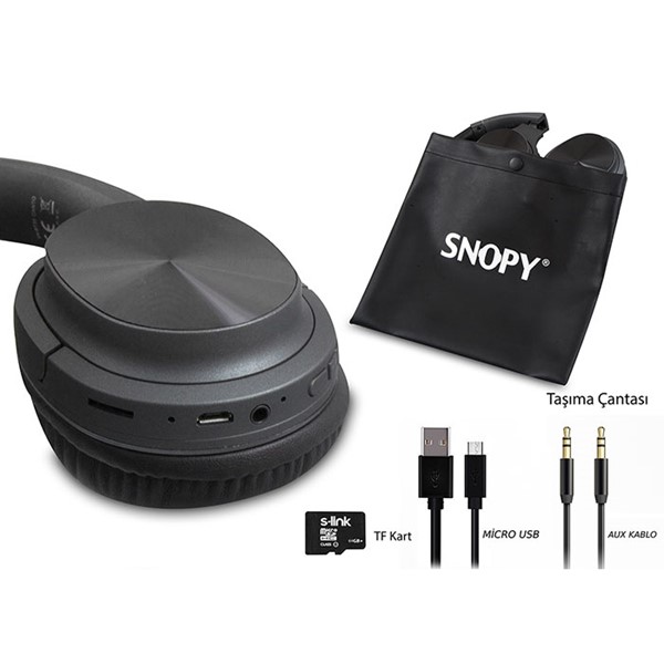 Snopy SN-BT30 CANTO Gri/Siyah TF Kart Özellikli Bluetooth Kulaklık