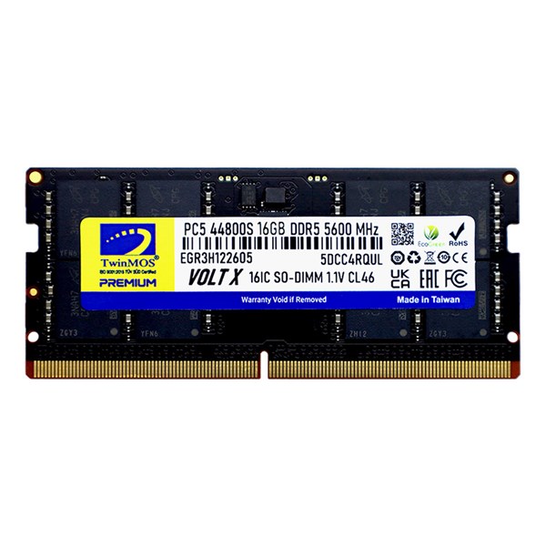 TWINMOS 16GB DDR5 5600MHZ CL46 NOTEBOOK RAM VOLTX TMD516GB5600S46